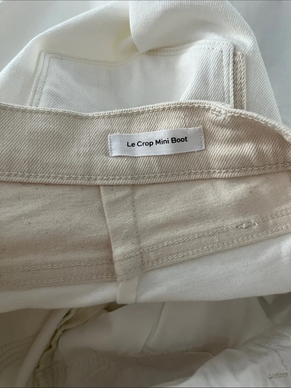 FRAME Le Crop Mini Boot denim pants in the two-tone Multi White Ecru Size 26 NWT - Picture 9 of 10